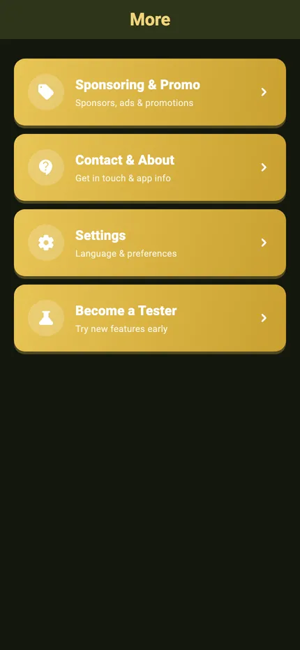 The More screen in dark mode