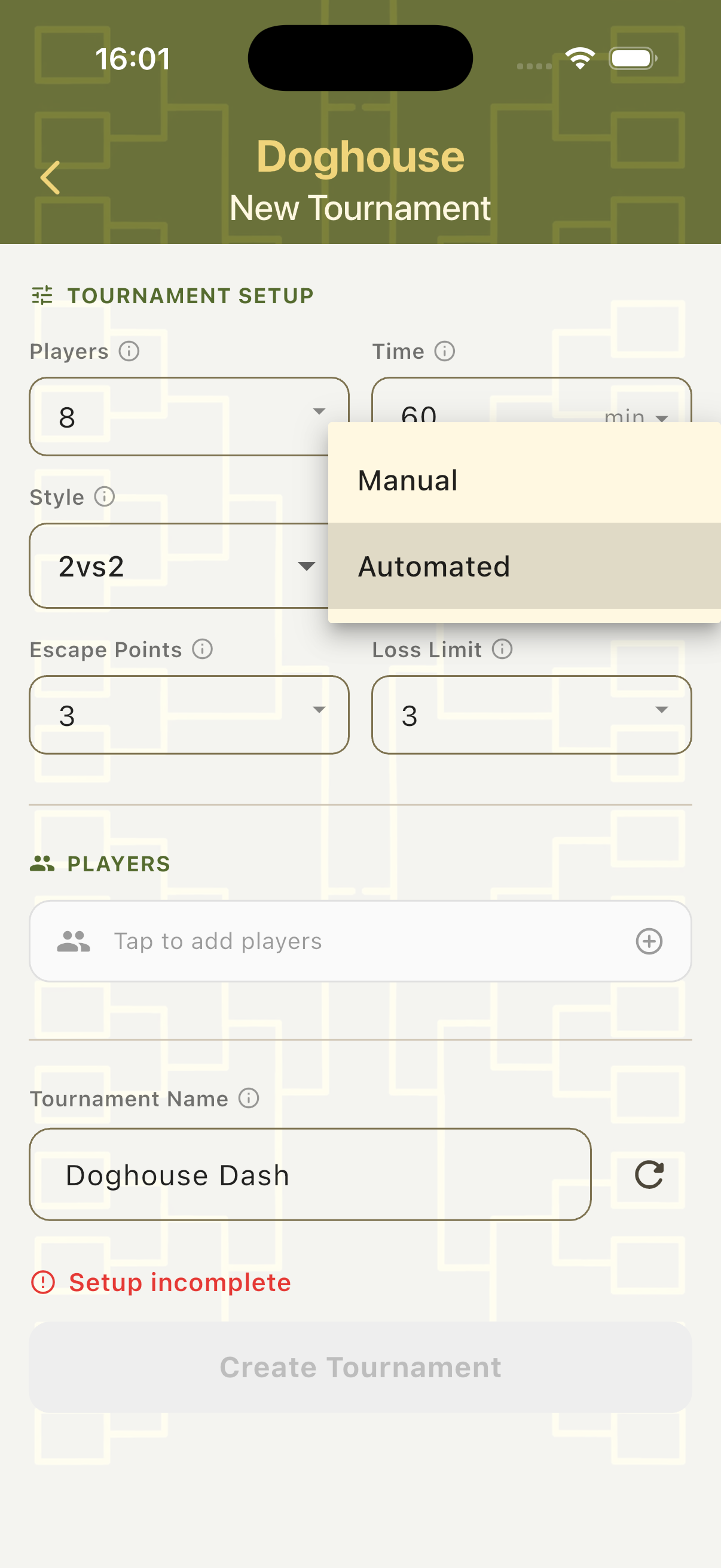 Assignment mode dropdown showing Manual and Automated options